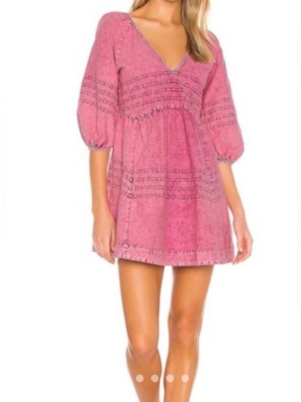 Free People Pink V-Neck Babydoll Mini Dress size Small #1157